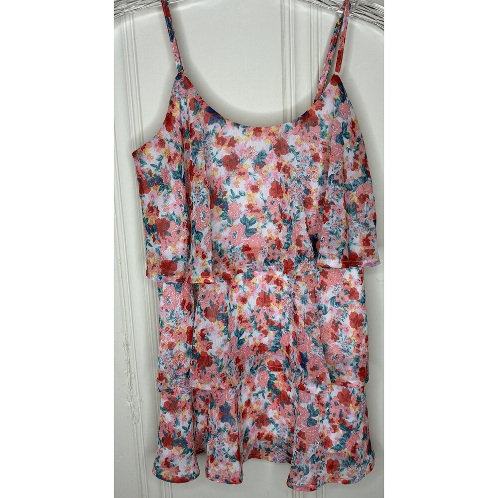 Candie's floral tiered ruffle cami tank top junior sz S‎ flowy festival coquette